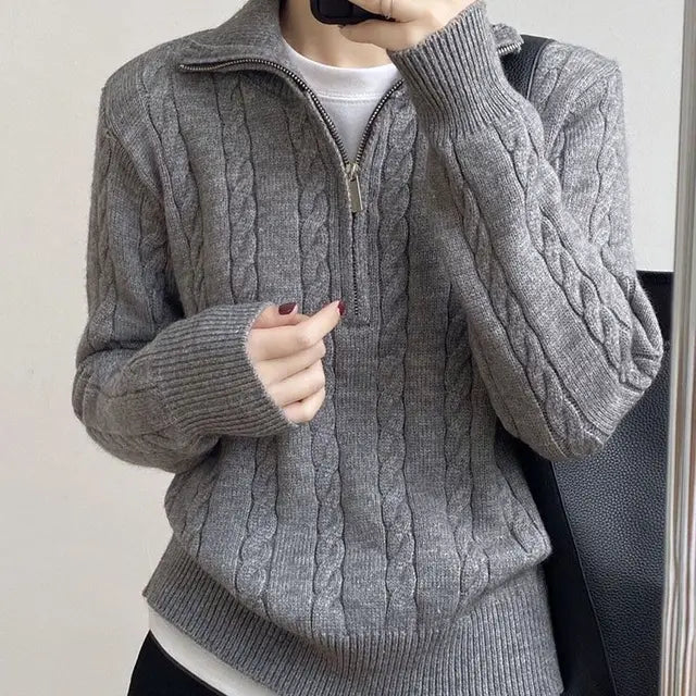 Maribel – Women’s cable knit zip sweater