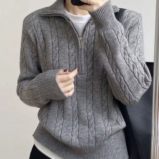 Maribel – Women’s cable knit zip sweater