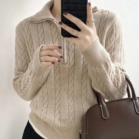 Maribel – Women’s cable knit zip sweater