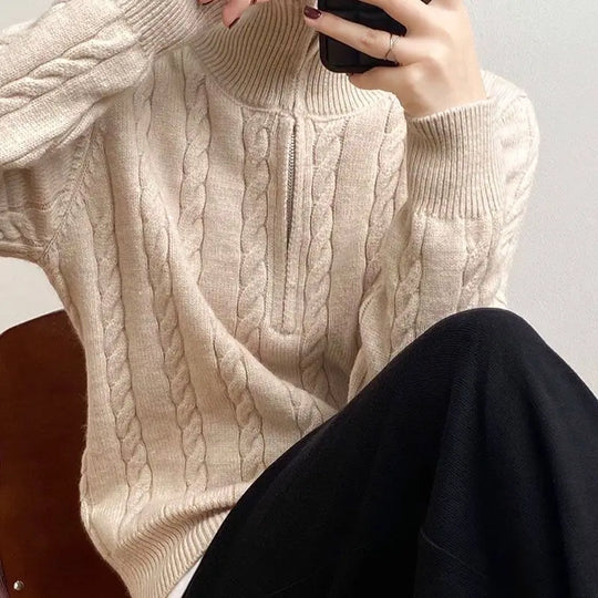 Maribel – Women’s cable knit zip sweater