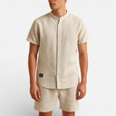 Men’s Linen Cotton Blend Shirt and Shorts Set Lightweight Summer Outfit