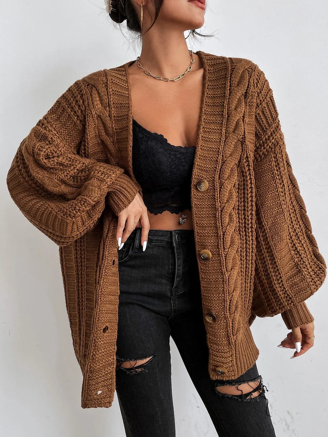 Aurelia – Women's Oversized Cable Knit Cardigan