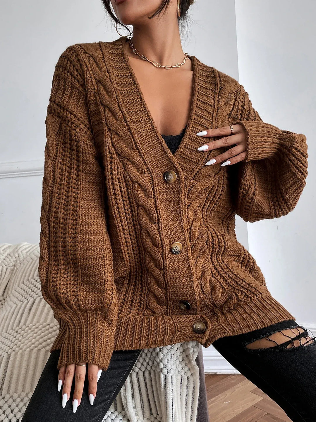 Aurelia – Women's Oversized Cable Knit Cardigan