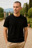 Nathan Men’s Knitted T-Shirt – Short Sleeve Cotton Blend Summer Top