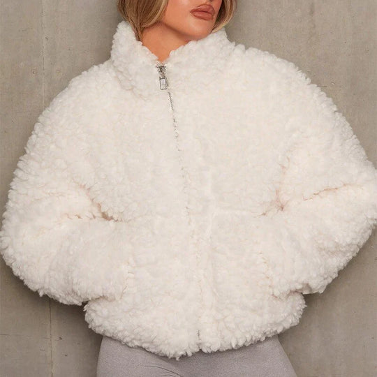 Mara Women’s Winter Jacket – Zip Up Teddy Coat