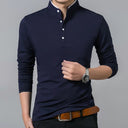Felix Men’s Shirt – Long Sleeve Henley with Stand Collar