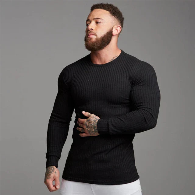 Elias Men’s Sweater – Long Sleeve Ribbed Crewneck