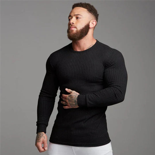 Elias Men’s Sweater – Long Sleeve Ribbed Crewneck