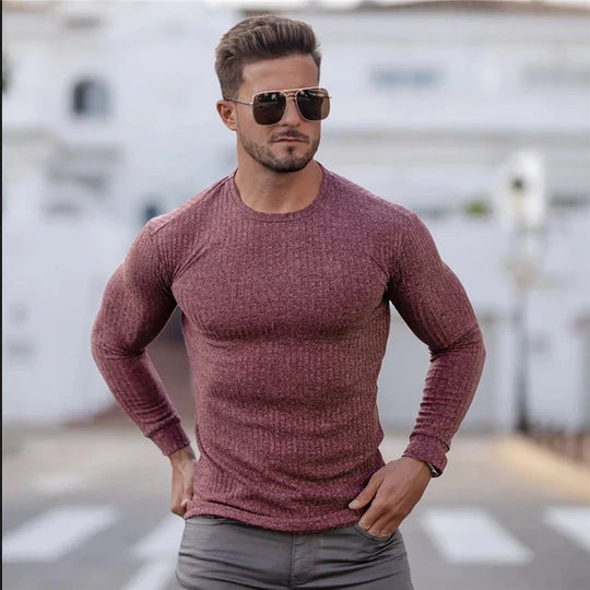Elias Men’s Sweater – Long Sleeve Ribbed Crewneck