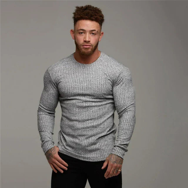 Elias Men’s Sweater – Long Sleeve Ribbed Crewneck