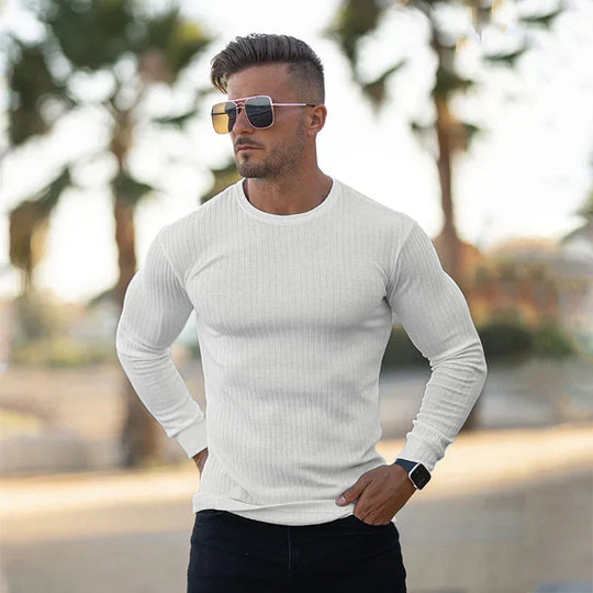 Elias Men’s Sweater – Long Sleeve Ribbed Crewneck