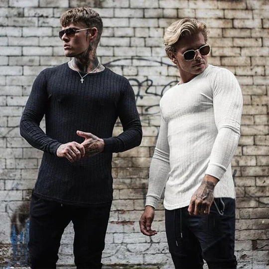 Elias Men’s Sweater – Long Sleeve Ribbed Crewneck