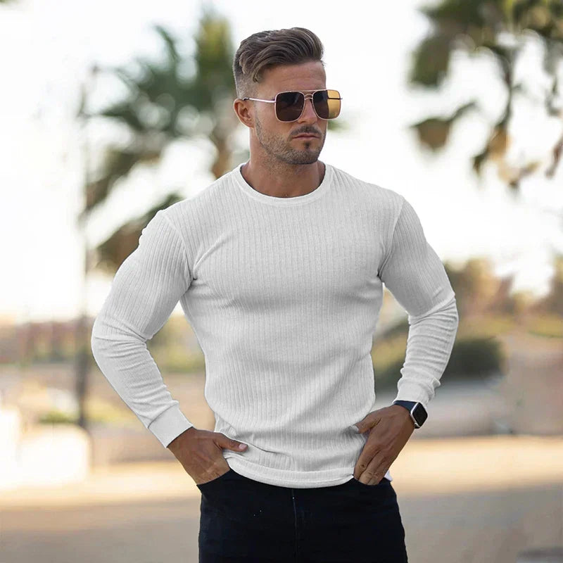 Elias Men’s Sweater – Long Sleeve Ribbed Crewneck