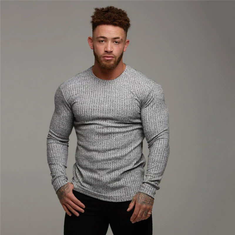 Elias Men’s Sweater – Long Sleeve Ribbed Crewneck