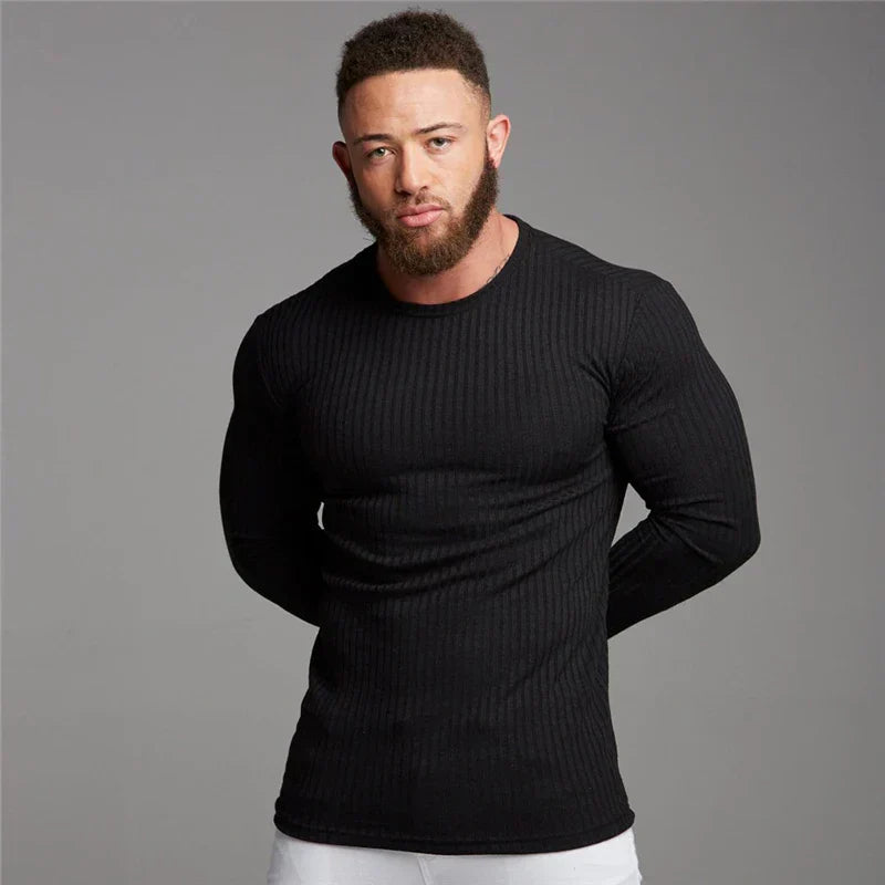 Elias Men’s Sweater – Long Sleeve Ribbed Crewneck