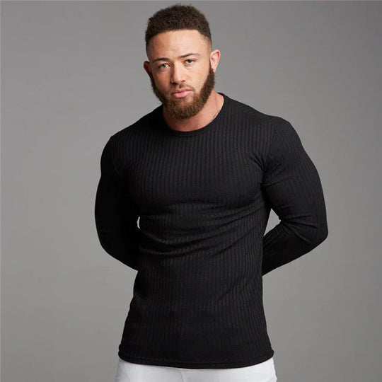 Elias Men’s Sweater – Long Sleeve Ribbed Crewneck