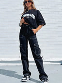 Barclay & Bloom | Women’s Cargo Pants – High Waist Straight Leg Utility Trousers with Pockets