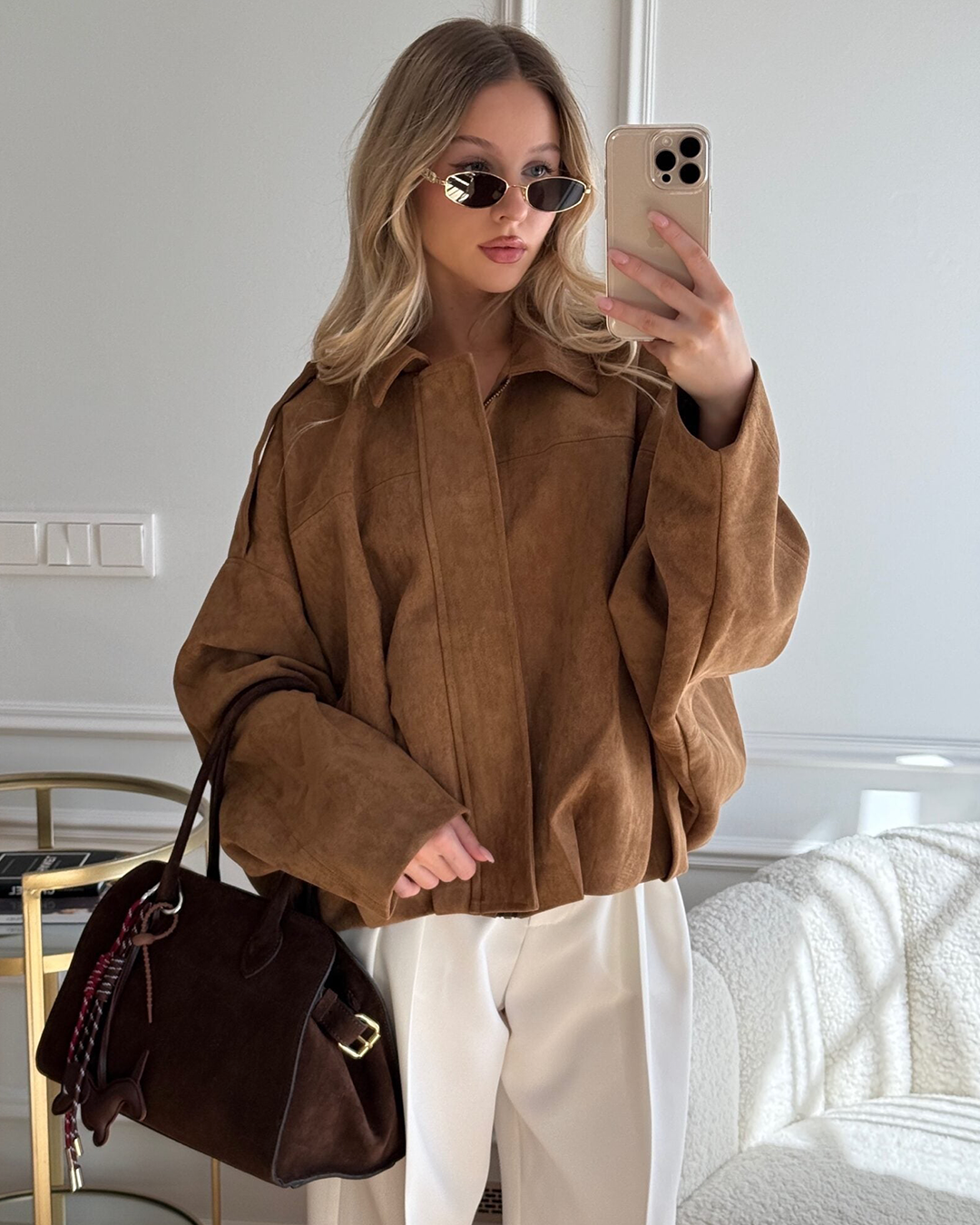 Liora | Women's Suede Bomber Jacket