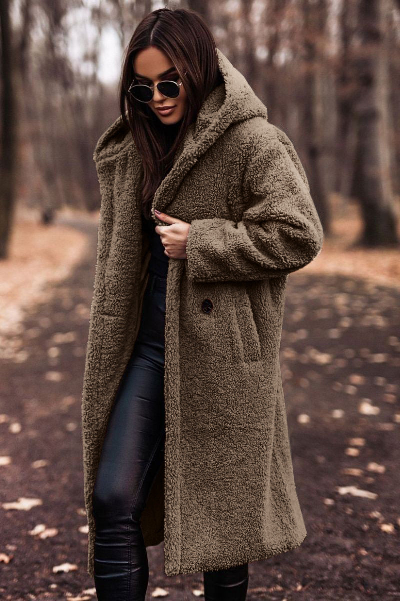 Isolde | Women’s Long Teddy Coat with Hood