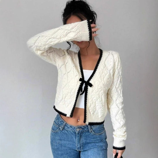 Jamie – Women's Cropped V-Neck Cardigan