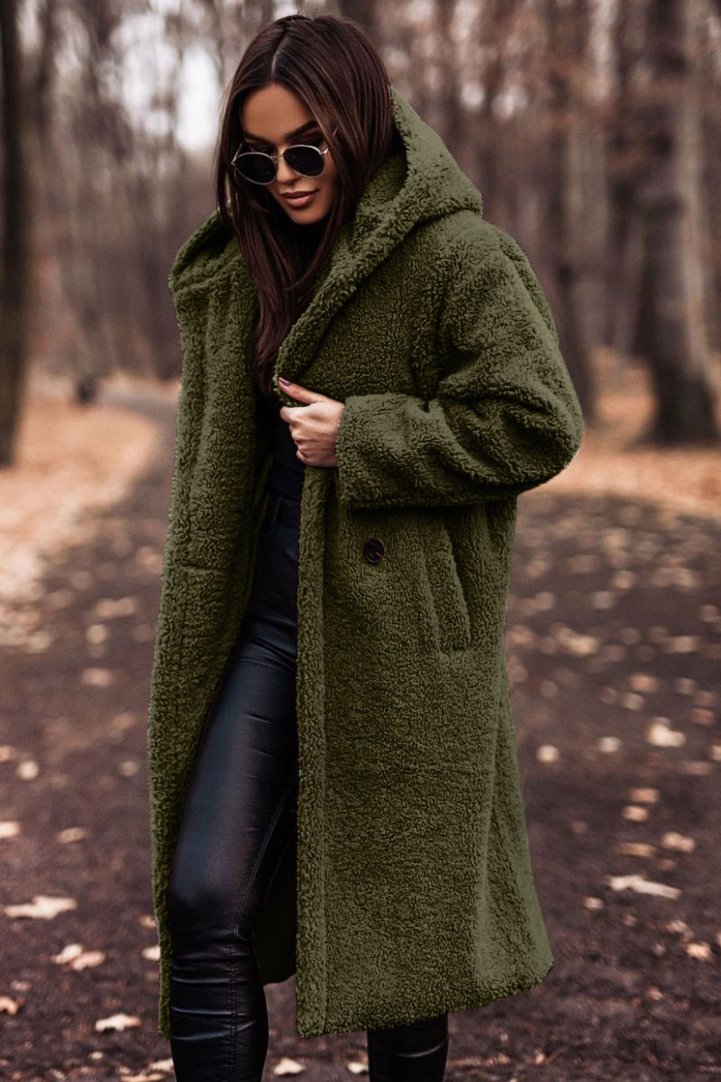 Isolde | Women’s Long Teddy Coat with Hood