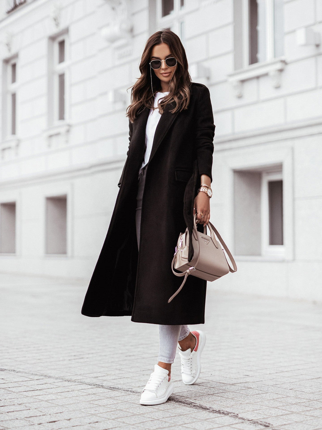 Claudia | Longline Belted Coat with Lapel Collar
