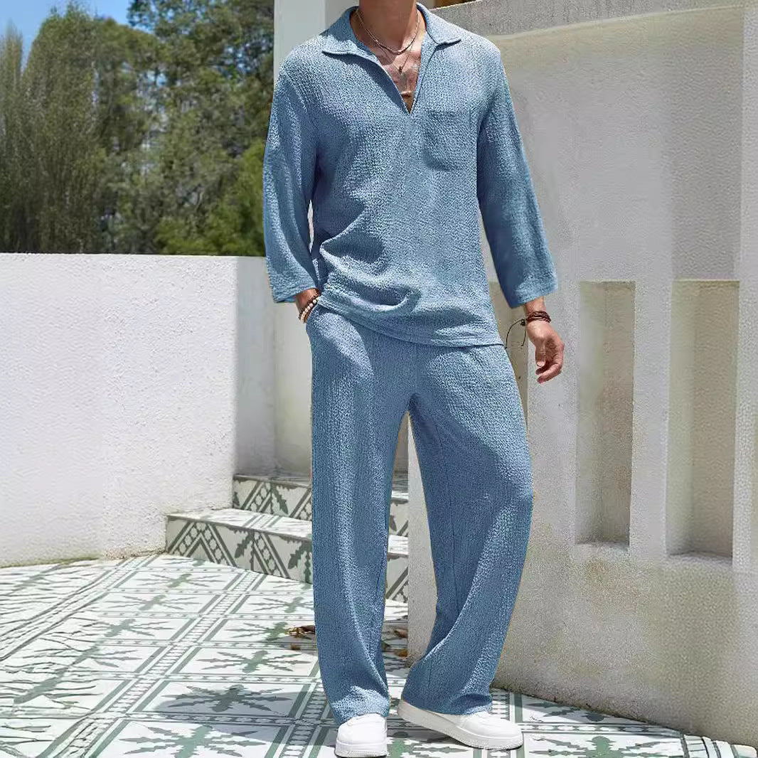 Men’s Lounge Set – Long Sleeve Top and Relaxed Pants