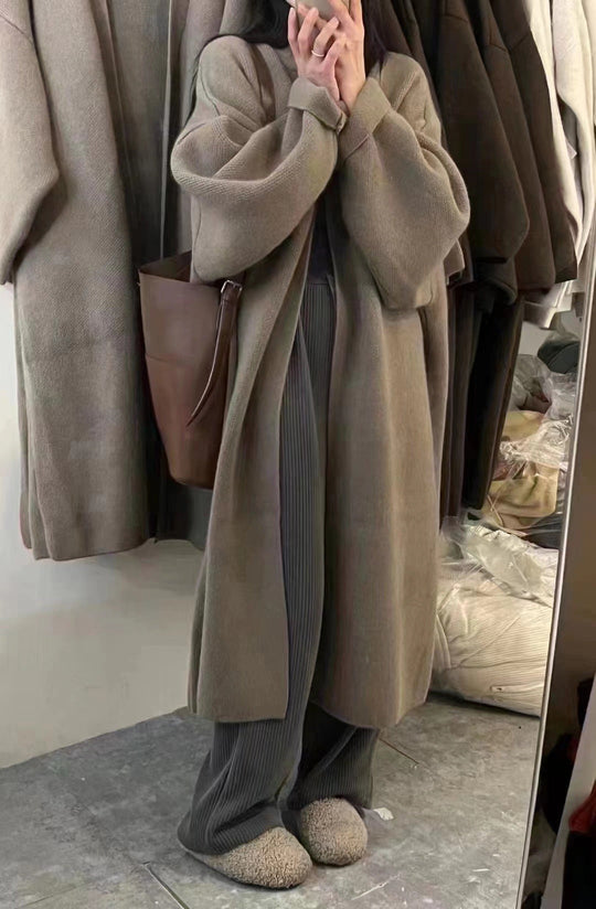 Emma Women’s Long Knit Cardigan – Open Front Oversized Coat