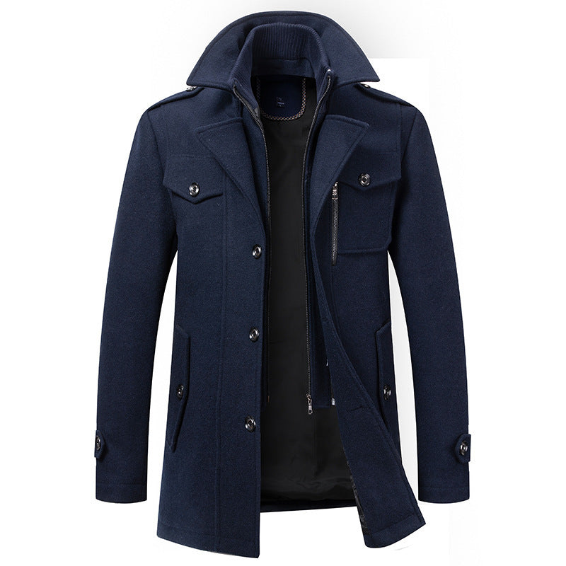 Nathan Men’s Wool Coat – Button-Up Winter Outerwear