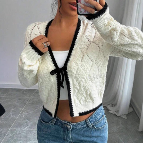 Jamie – Women's Cropped V-Neck Cardigan