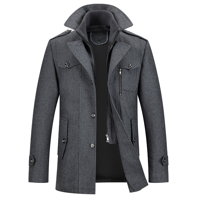 Nathan Men’s Wool Coat – Button-Up Winter Outerwear