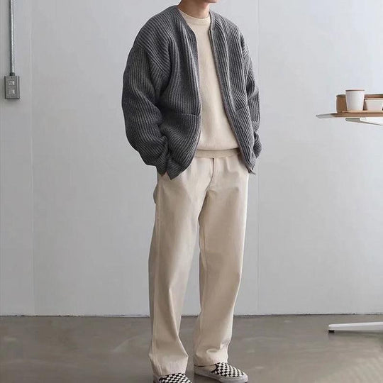 Nolan | Men's Zip-Up Knit Cardigan – Stylish, Comfortable & Versatile