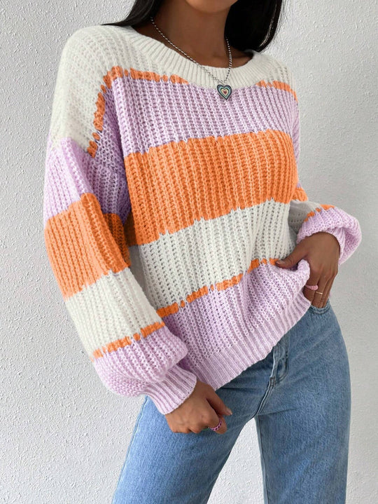 Alina | Women’s Striped Chunky Knit Sweater