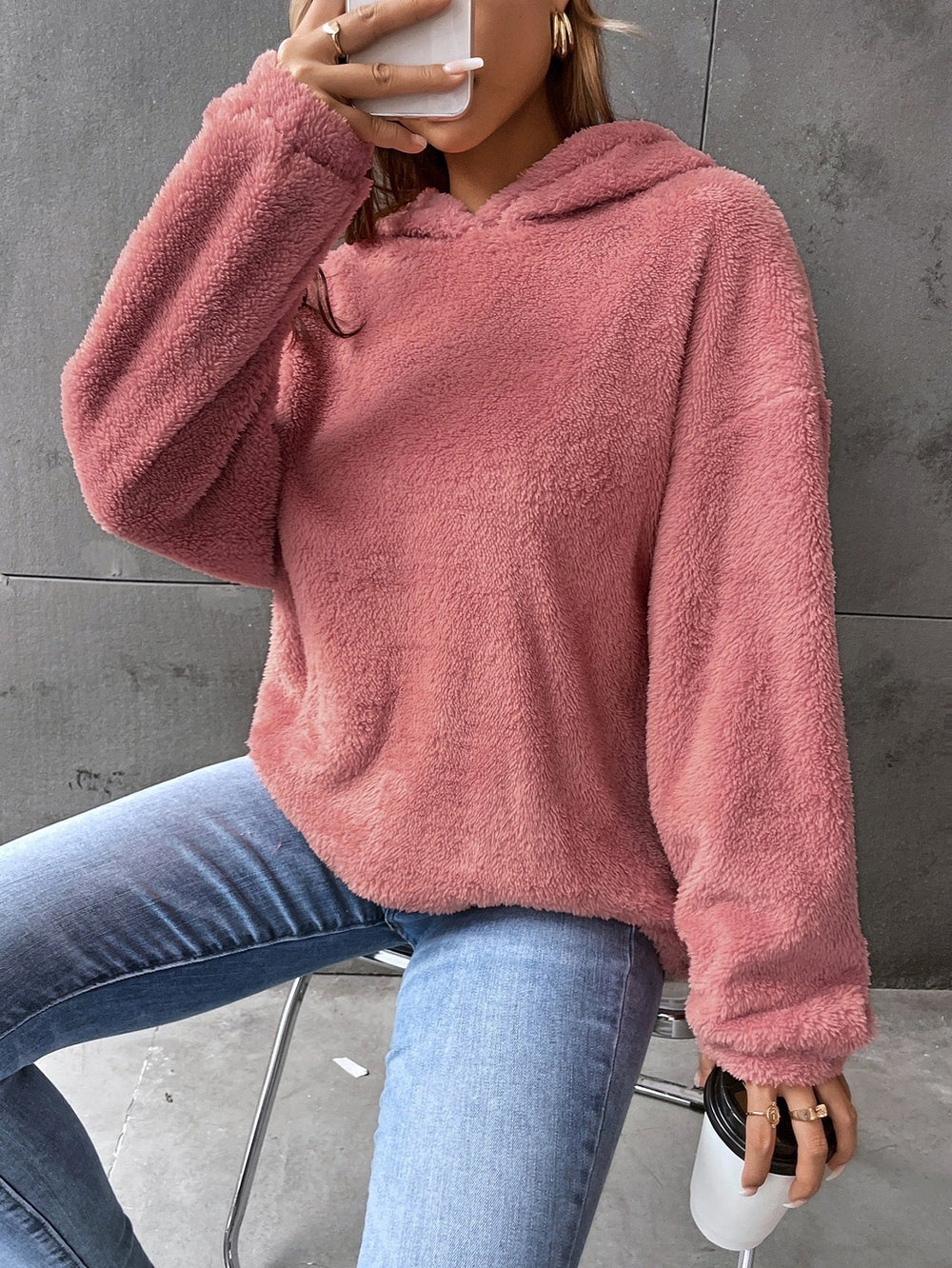 Amara Women’s Teddy Hoodie – Long Sleeve Fleece Pullover