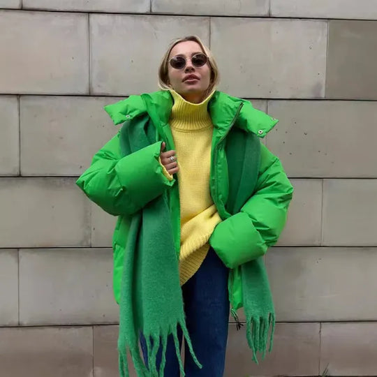 Ella Dames Gewatteerde Jas – Oversized Winterjas met Capuchon