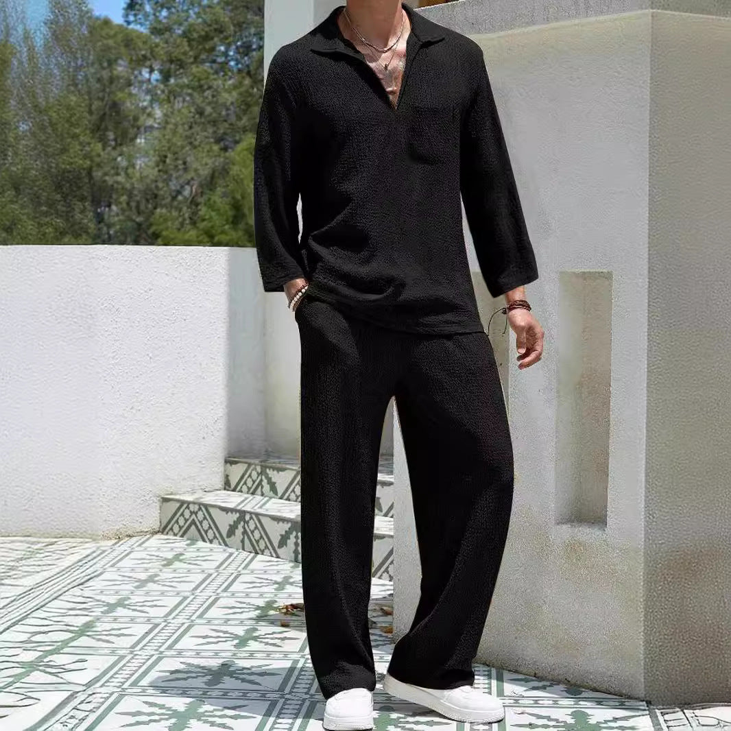 Men’s Lounge Set – Long Sleeve Top and Relaxed Pants