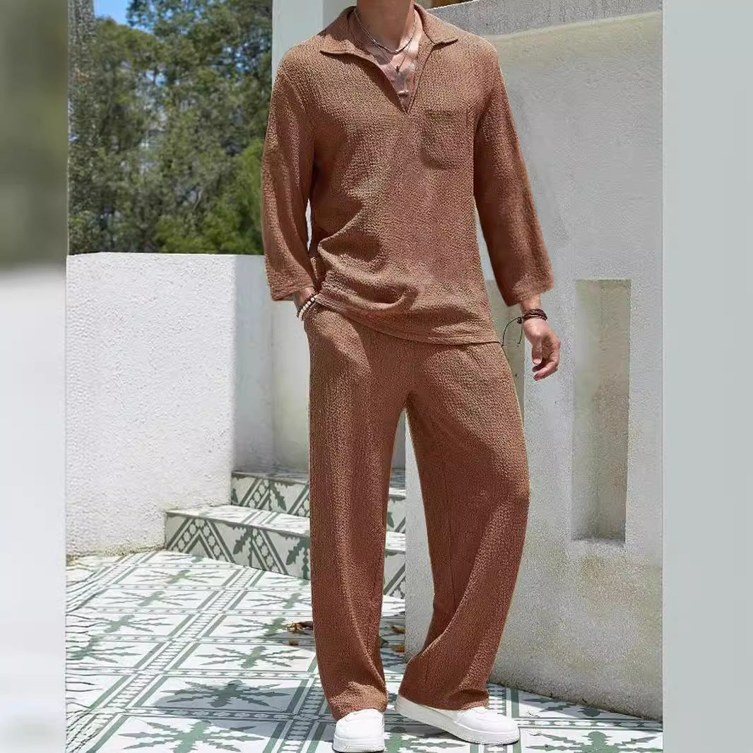 Men’s Lounge Set – Long Sleeve Top and Relaxed Pants