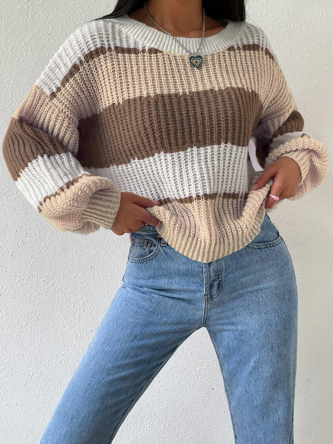 Alina | Women’s Striped Chunky Knit Sweater