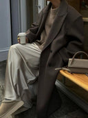 Noëlle | Damen langer Mantel mit doppelreihiger Knopfleiste