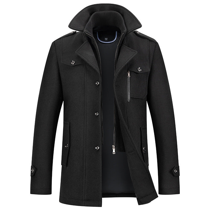 Nathan Men’s Wool Coat – Button-Up Winter Outerwear