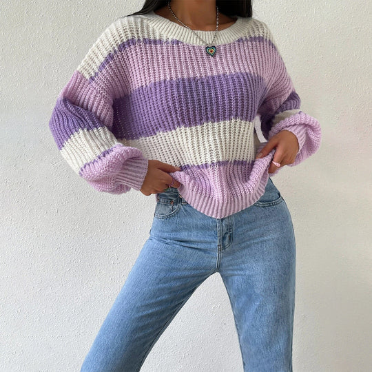 Alina | Women’s Striped Chunky Knit Sweater