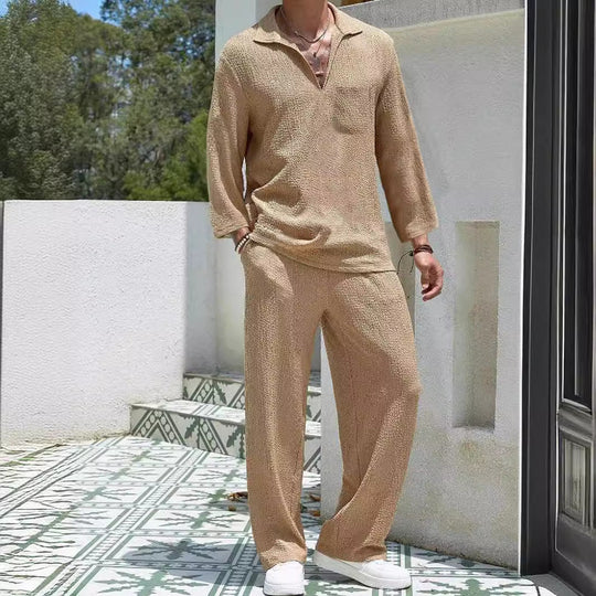 Men’s Lounge Set – Long Sleeve Top and Relaxed Pants
