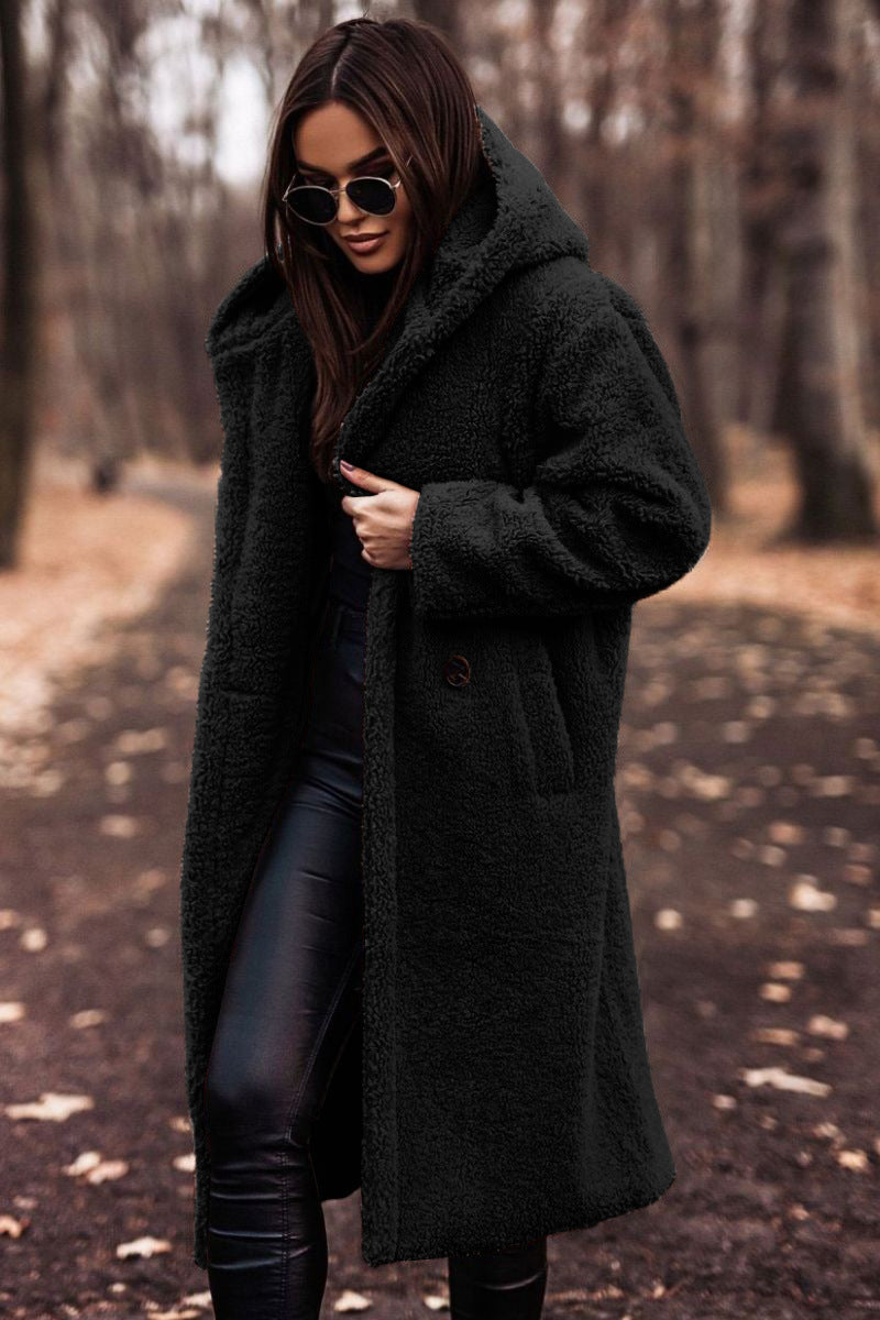 Isolde | Women’s Long Teddy Coat with Hood