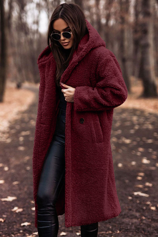 Isolde | Women’s Long Teddy Coat with Hood