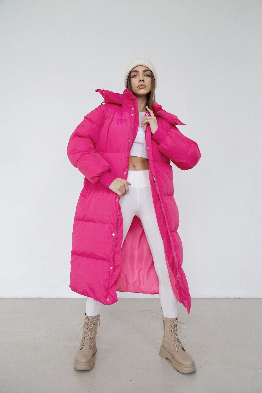 Sandra Damen langer Steppmantel – Kapuzen-Winteroberbekleidung