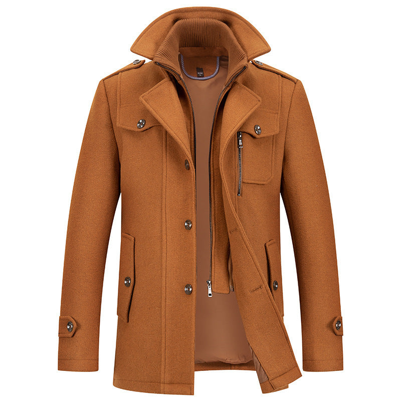 Nathan Men’s Wool Coat – Button-Up Winter Outerwear