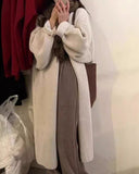 Emma Damen langer Strickcardigan – Offener Oversize-Mantel