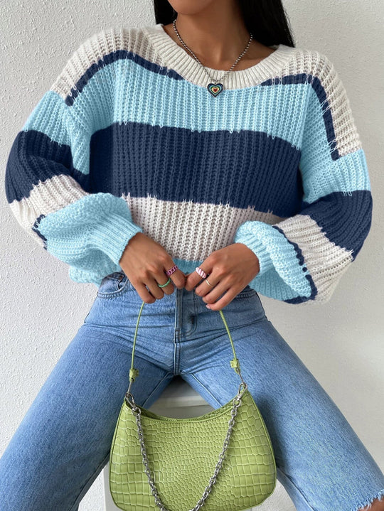 Alina | Women’s Striped Chunky Knit Sweater