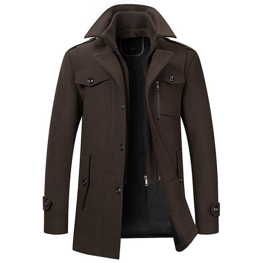 Nathan Men’s Wool Coat – Button-Up Winter Outerwear