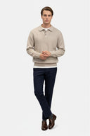 Barclay & Bloom | Men’s Knitted Polo Sweater – Ribbed Wool Blend Long Sleeve